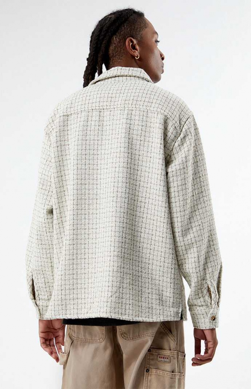 Camisas PacSun Classic Tweed Oversized Shacket Hombre Creme | RPFWV2378