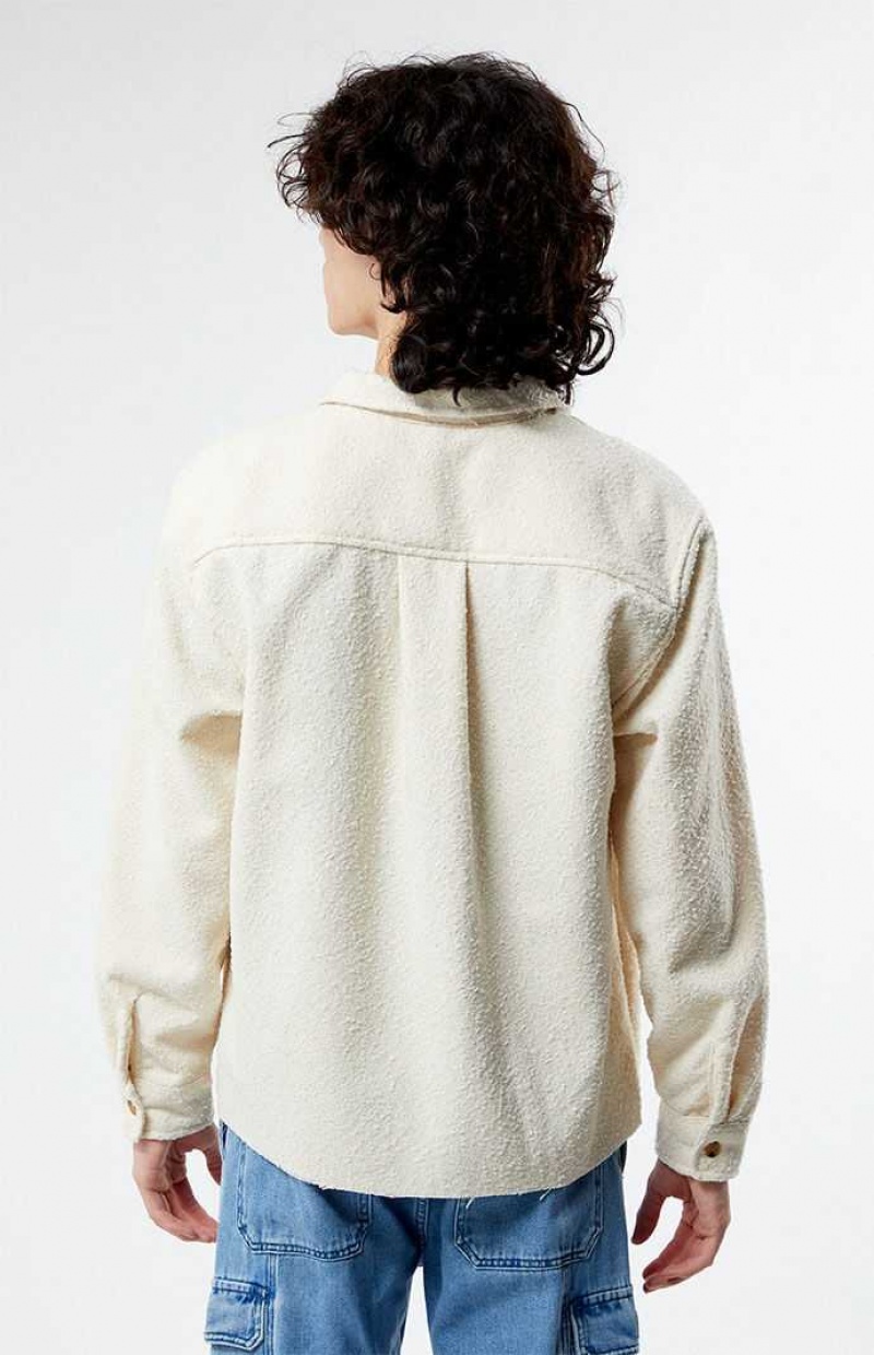 Camisas PacSun Cream Oversized Wooly Solid Shacket Hombre Creme | GZFRO9372