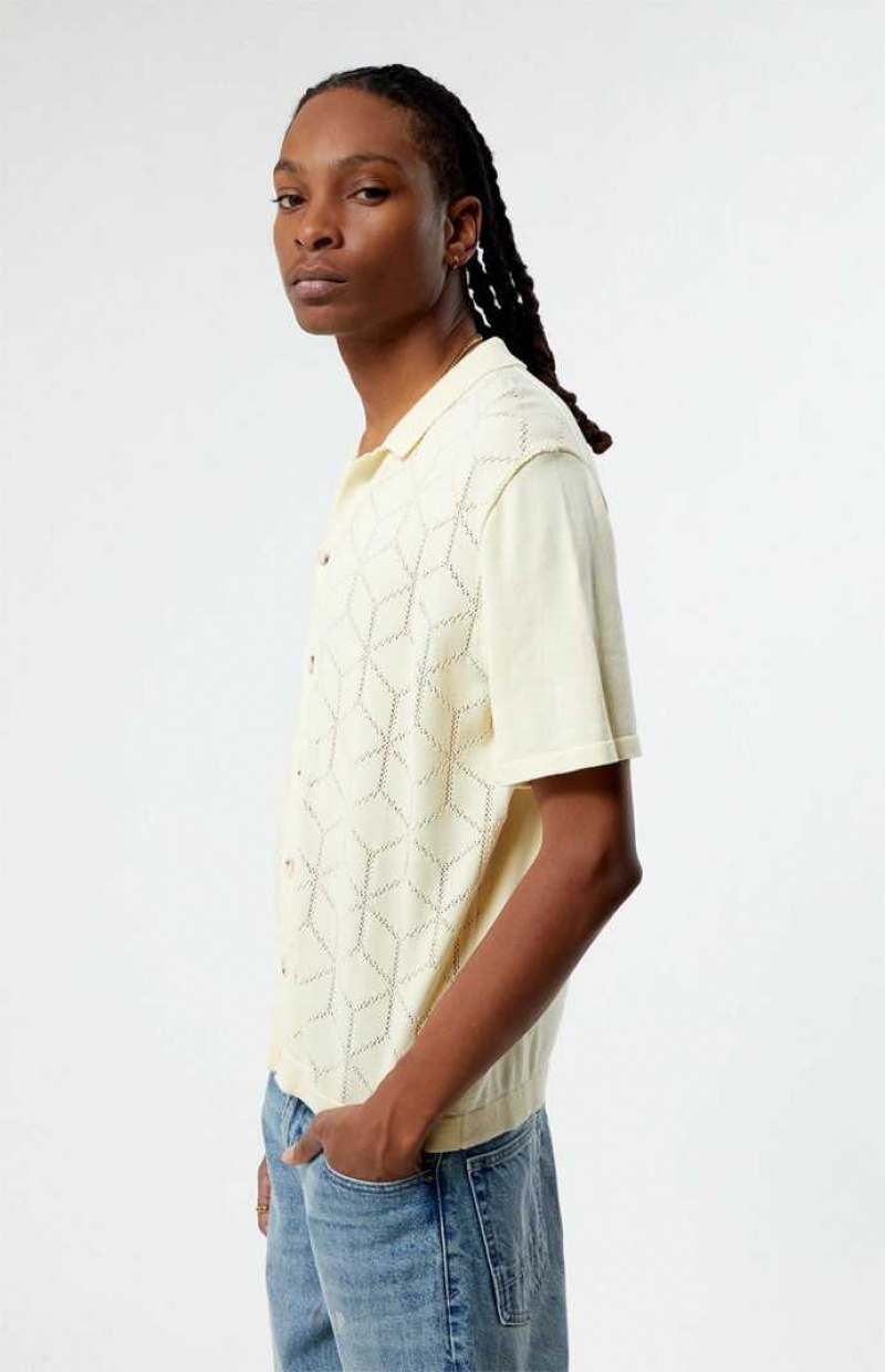 Camisas PacSun Cream Pattern Knit Hombre Creme | PLOXN5170