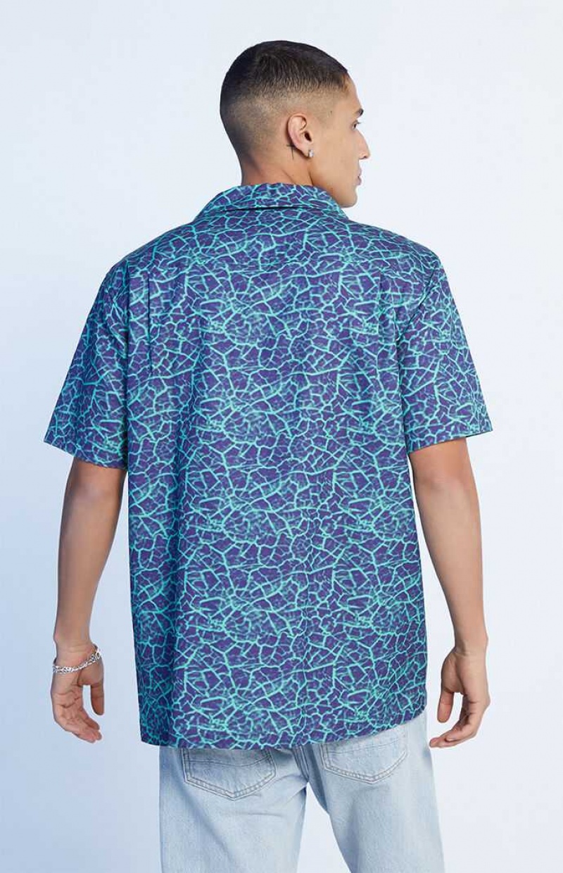 Camisas PacSun Earthquake Oversized Camp Hombre Azules | VBODF8017