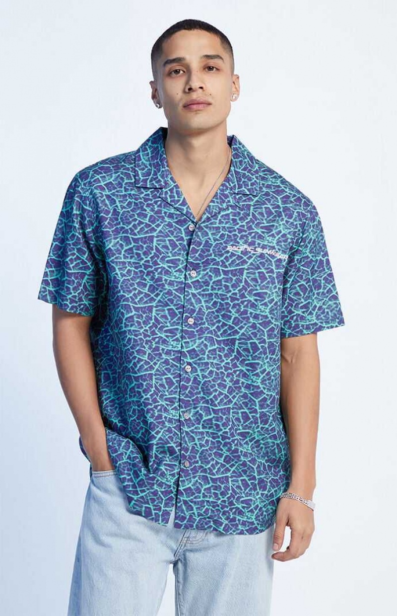 Camisas PacSun Earthquake Oversized Camp Hombre Azules | VBODF8017