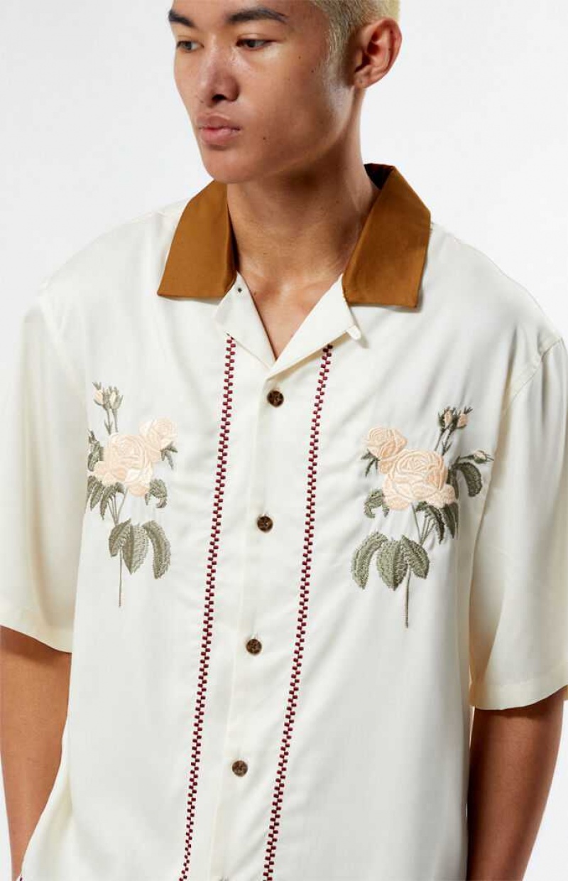 Camisas PacSun Eli Oversized Camp Hombre Creme | LHDPR9574