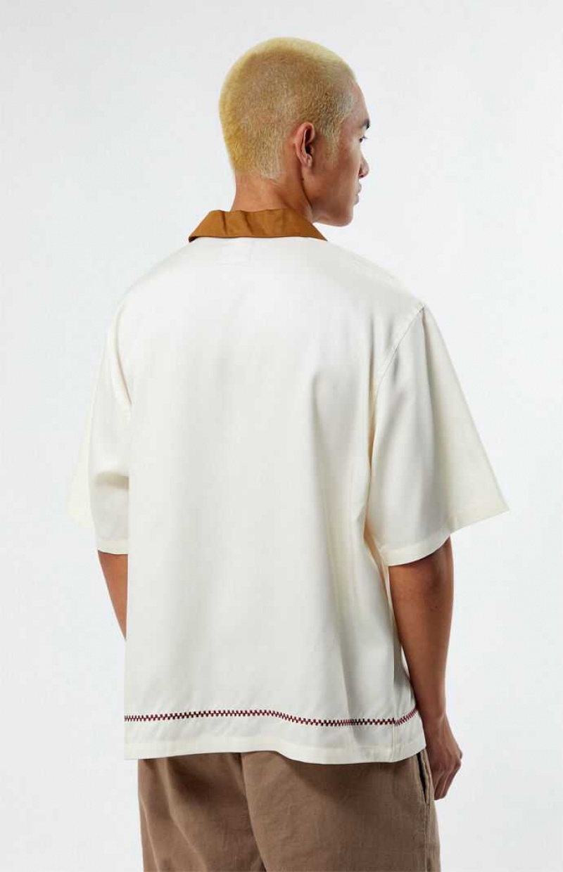 Camisas PacSun Eli Oversized Camp Hombre Creme | LHDPR9574