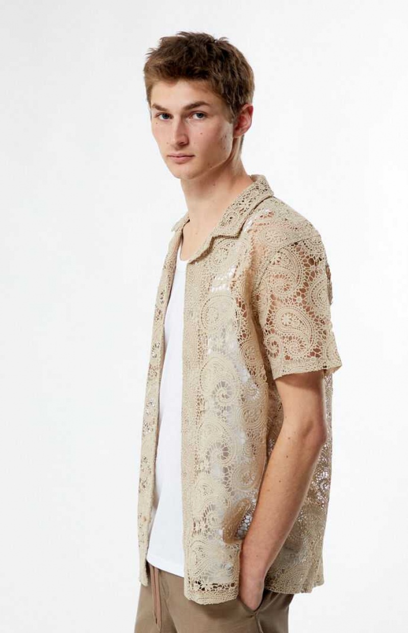 Camisas PacSun Encaje Paisley Woven Camp Hombre Marrones | VRFLN7958