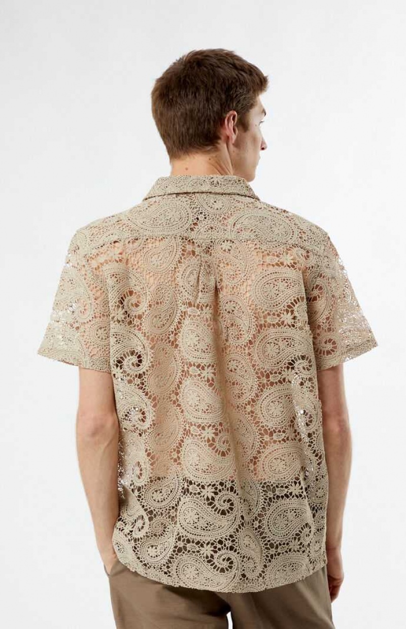 Camisas PacSun Encaje Paisley Woven Camp Hombre Marrones | VRFLN7958