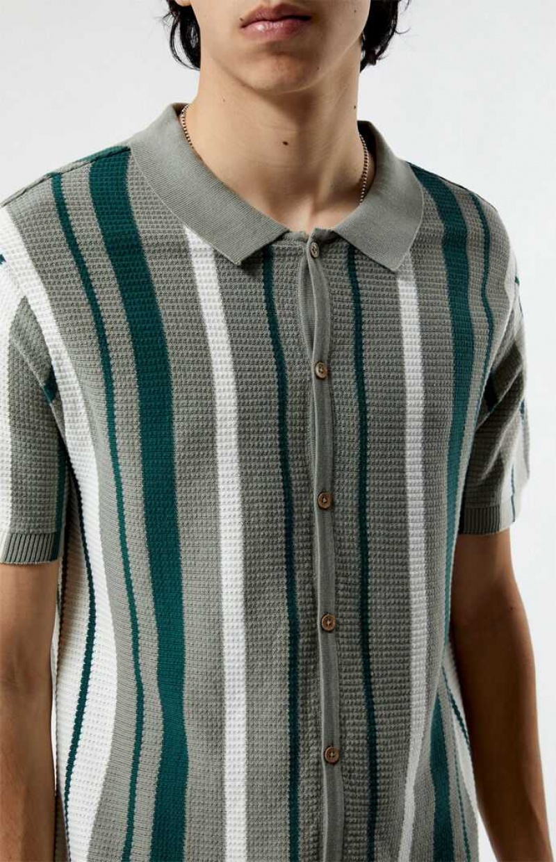 Camisas PacSun Green Button Down Polo Hombre Verde | RAQVF7168