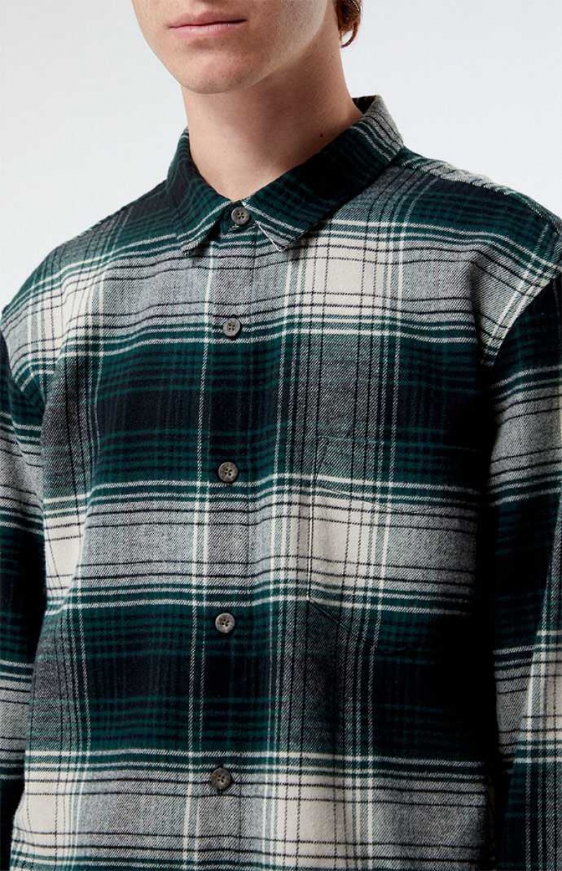 Camisas PacSun Green Classic Plaid Hombre Verde | JBIQV6257