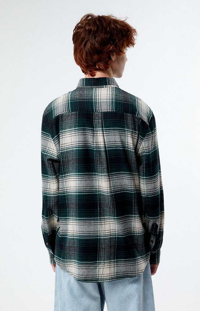 Camisas PacSun Green Classic Plaid Hombre Verde | JBIQV6257