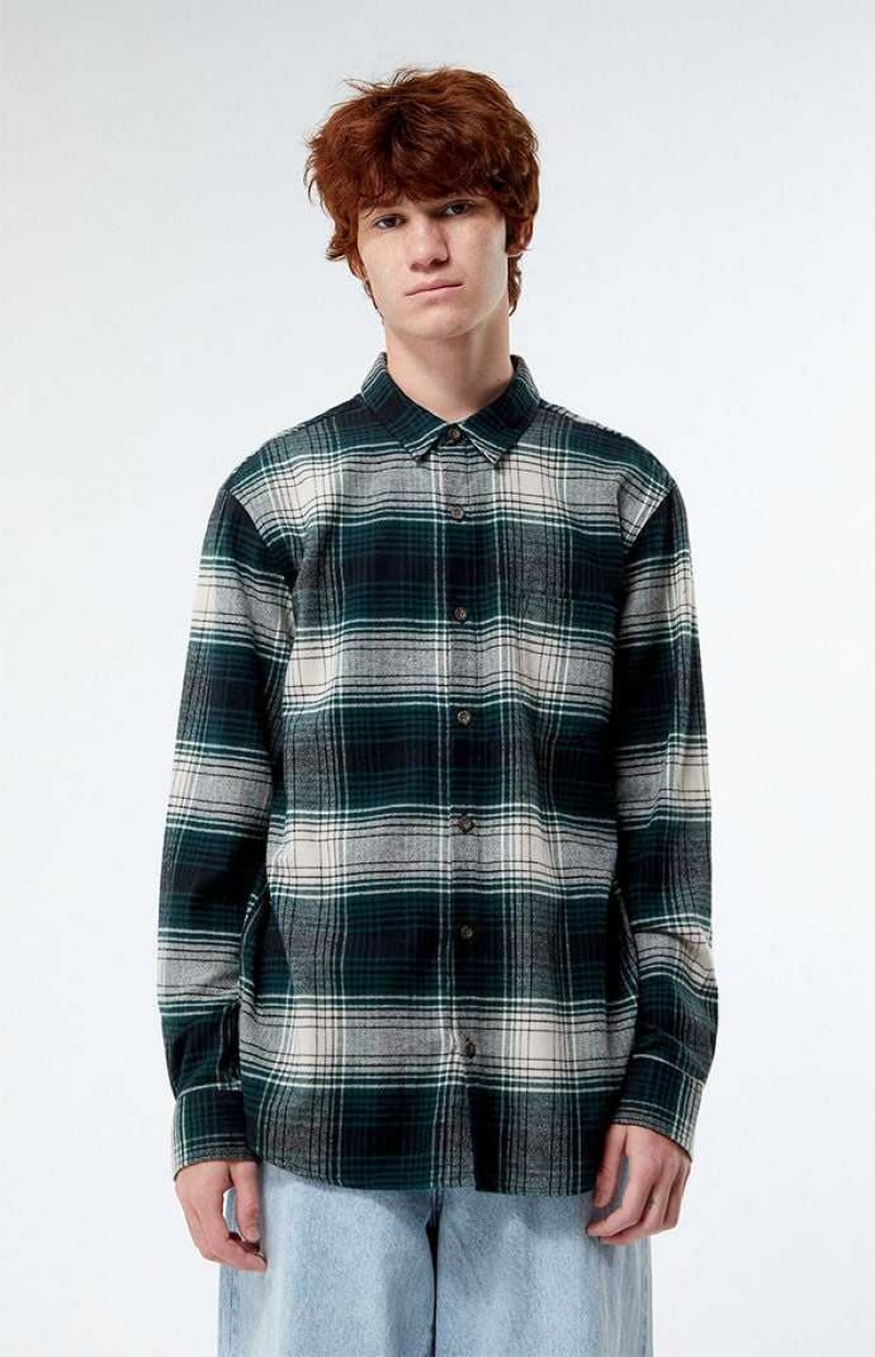 Camisas PacSun Green Classic Plaid Hombre Verde | JBIQV6257