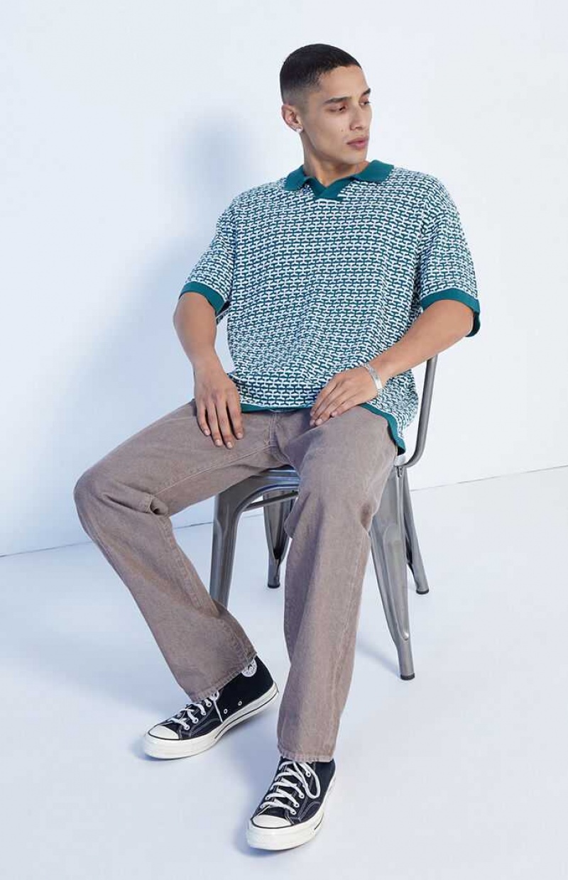 Camisas PacSun Green Woven Polo Hombre | AKIUS8472