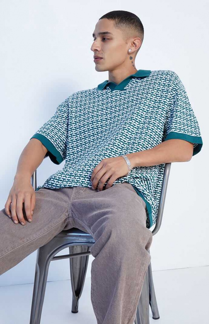 Camisas PacSun Green Woven Polo Hombre | AKIUS8472