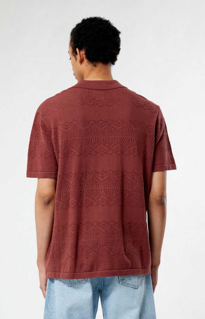 Camisas PacSun Hudson Burgundy Oversized Camp Hombre Burdeos | PDJVS7396