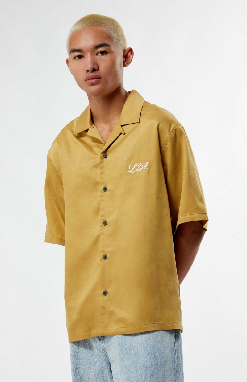 Camisas PacSun L.A Echo Park Camp Hombre Doradas | UAEJD1048