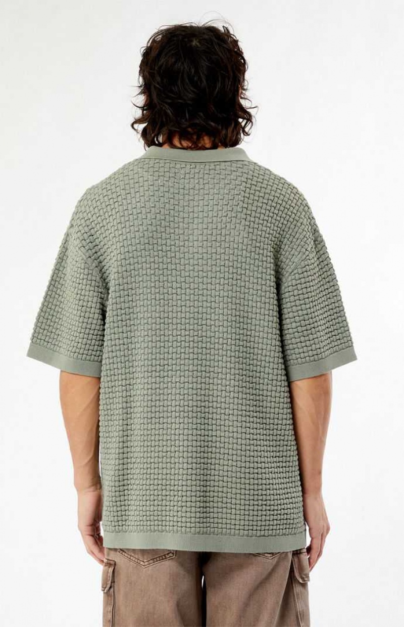 Camisas PacSun Olive Open Knit Polo Hombre Verde | ICQWP1096