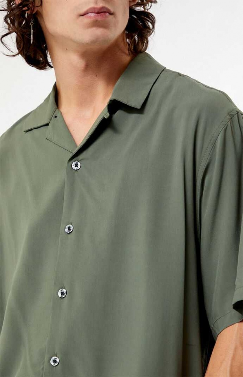 Camisas PacSun Olive Oversized Camp Hombre Verde Oliva | DWMLN2716