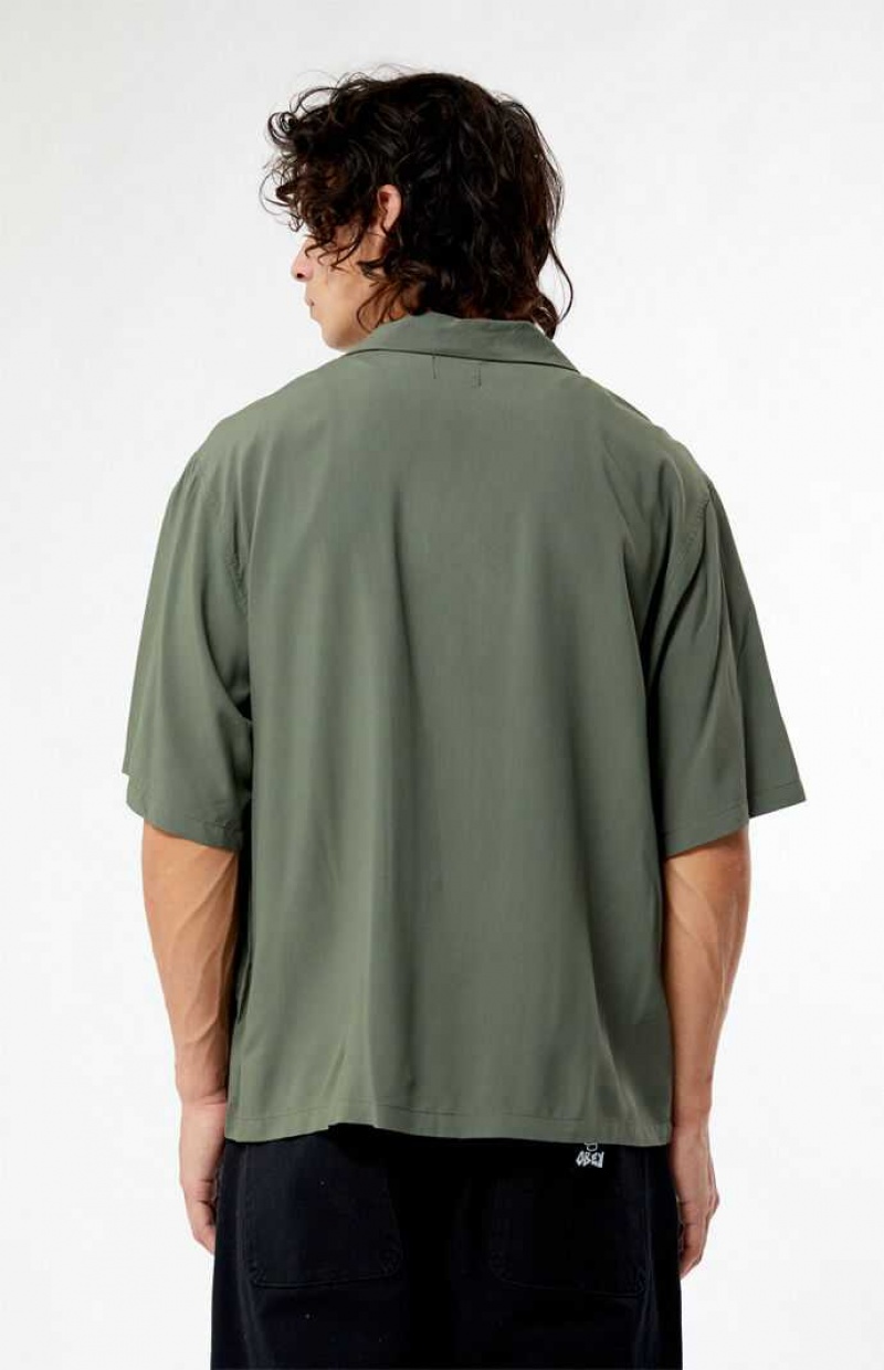 Camisas PacSun Olive Oversized Camp Hombre Verde Oliva | DWMLN2716