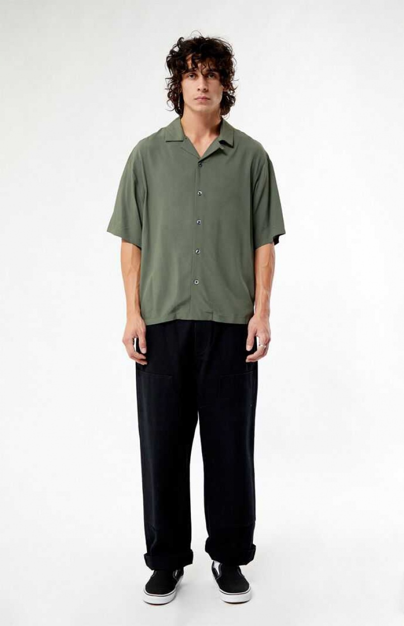 Camisas PacSun Olive Oversized Camp Hombre Verde Oliva | DWMLN2716