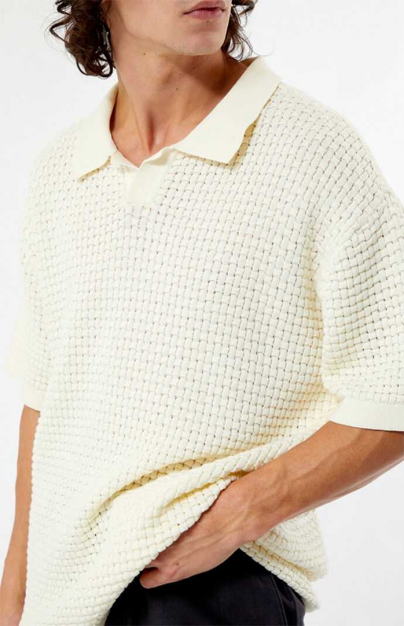 Camisas PacSun Open Knit Polo Hombre Creme | DTFRZ6049