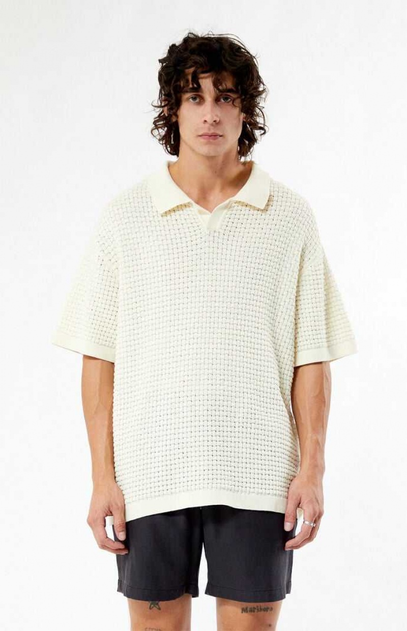 Camisas PacSun Open Knit Polo Hombre Creme | DTFRZ6049