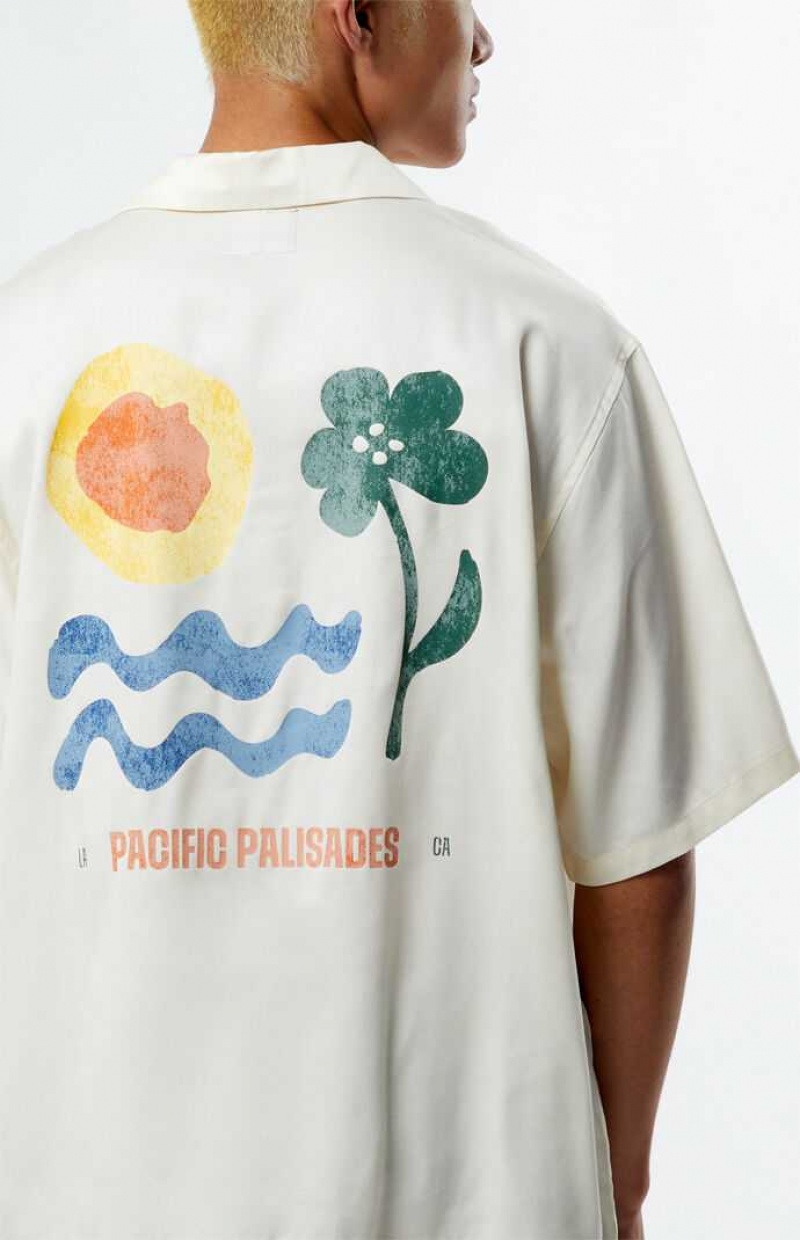 Camisas PacSun Pacific Palisades Oversized Camp Hombre Creme | ZCMYN3067