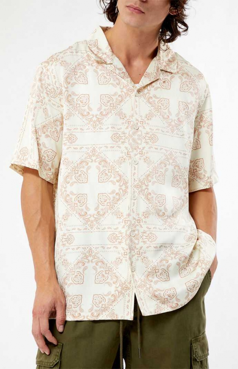 Camisas PacSun Paisley Camp Hombre Creme | QVTMS6384