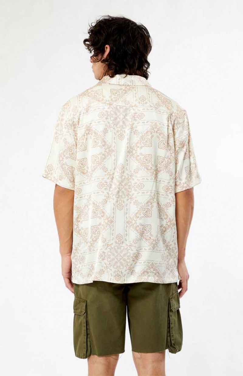 Camisas PacSun Paisley Camp Hombre Creme | QVTMS6384