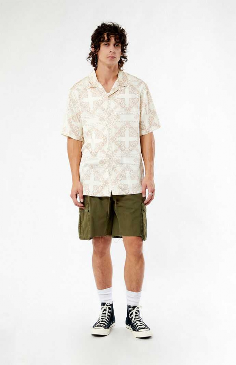 Camisas PacSun Paisley Camp Hombre Creme | QVTMS6384