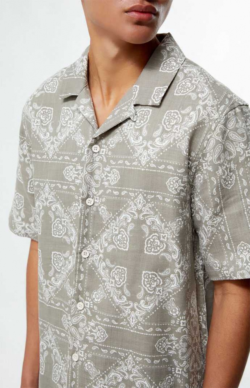 Camisas PacSun Paisley Camp Hombre Gris | LHXOZ9104