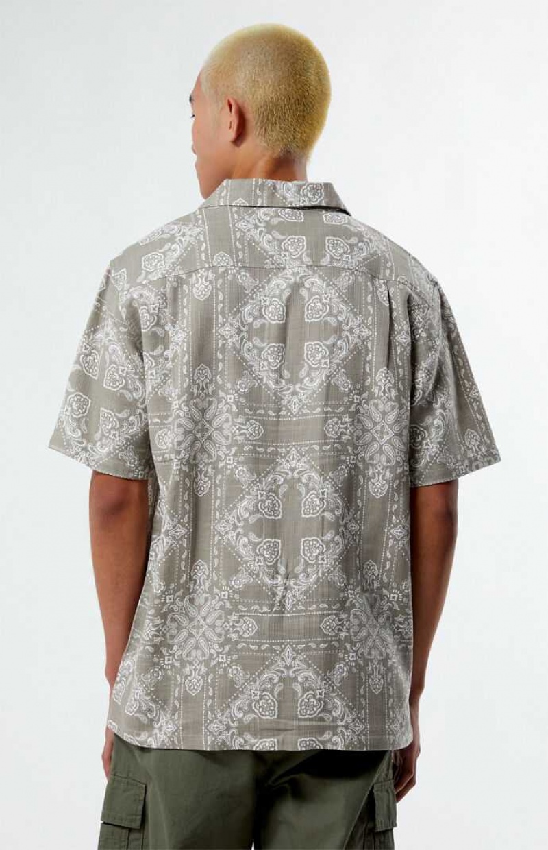 Camisas PacSun Paisley Camp Hombre Gris | LHXOZ9104