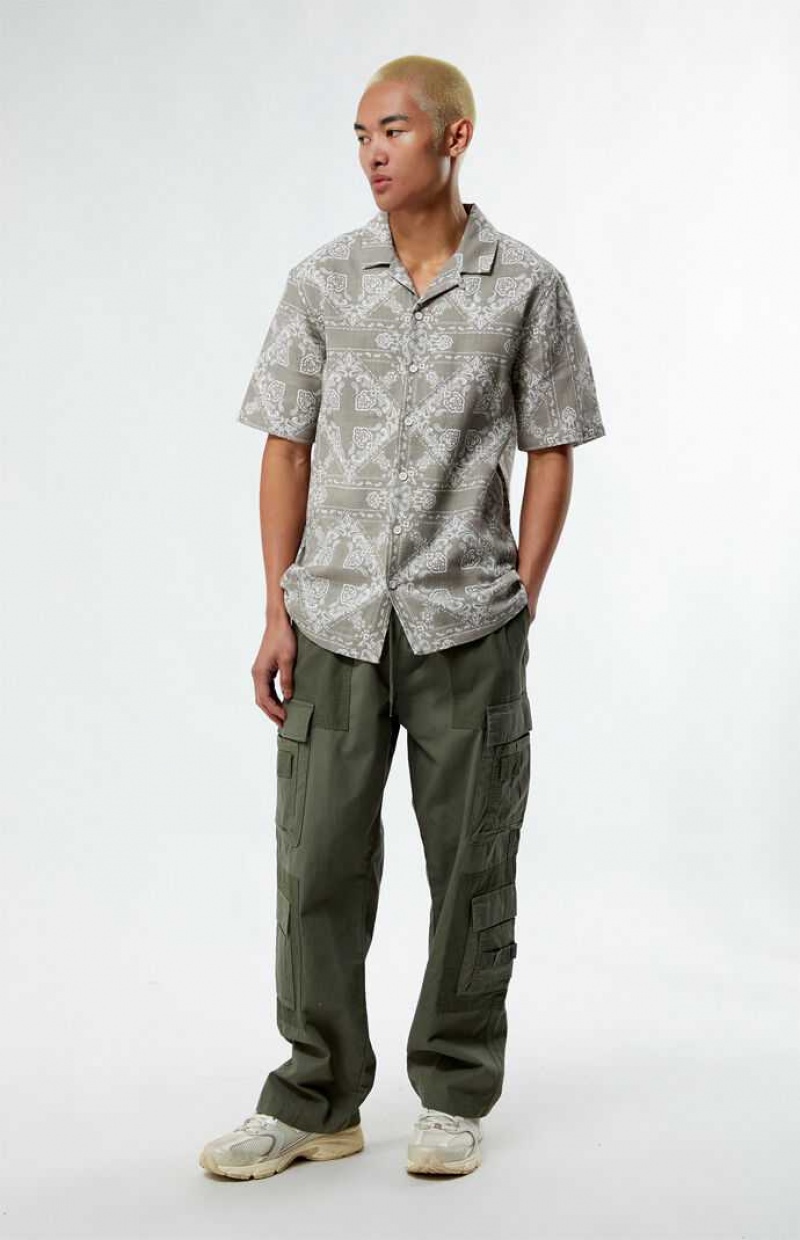 Camisas PacSun Paisley Camp Hombre Gris | LHXOZ9104