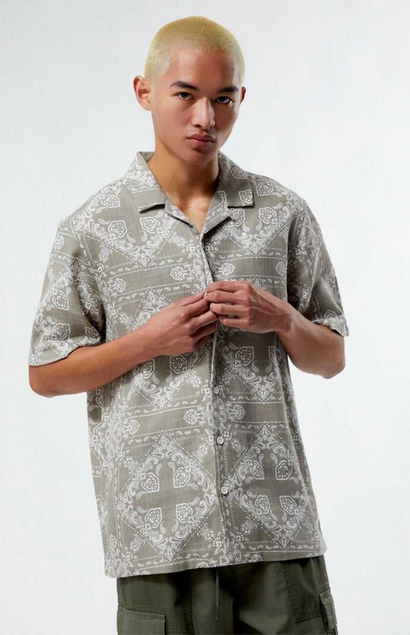 Camisas PacSun Paisley Camp Hombre Gris | LHXOZ9104