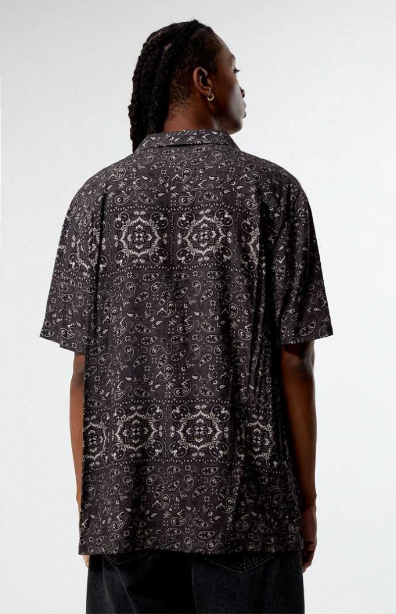 Camisas PacSun Paisley Camp Hombre Negras | NFVDH3592