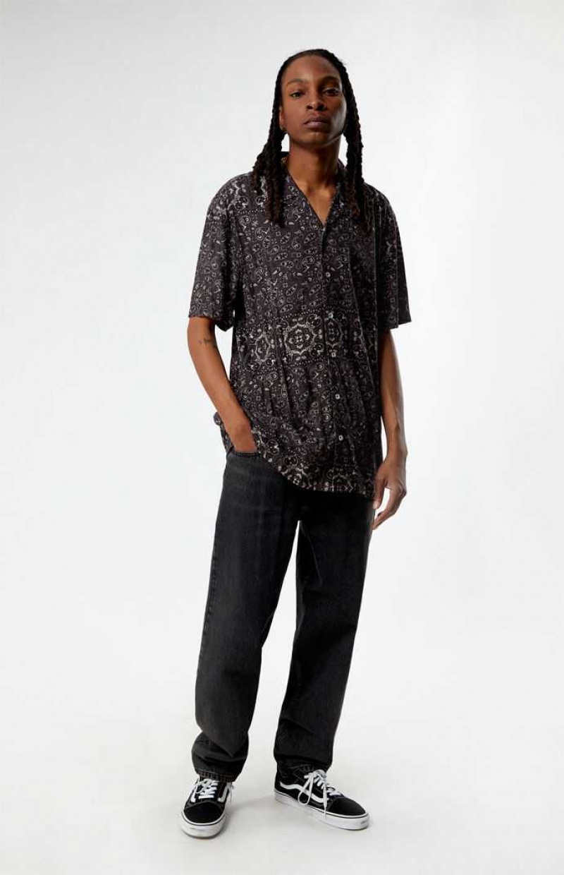 Camisas PacSun Paisley Camp Hombre Negras | NFVDH3592