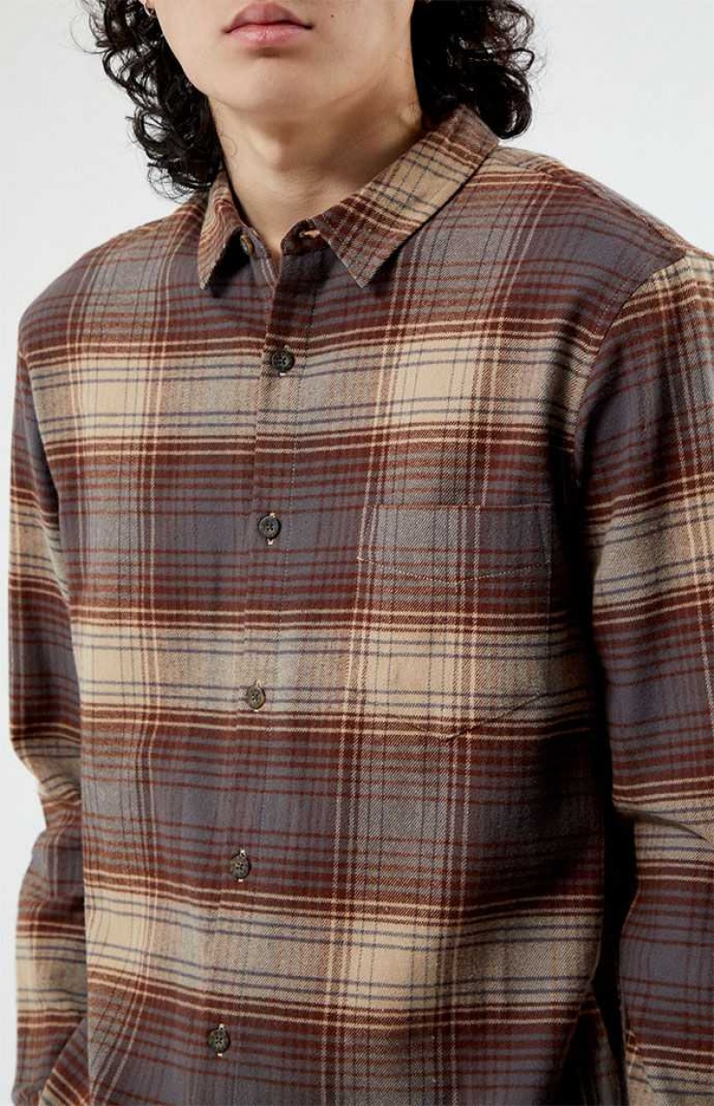 Camisas PacSun Plaid Classic Hombre Marrones Negras | VRSHG7028