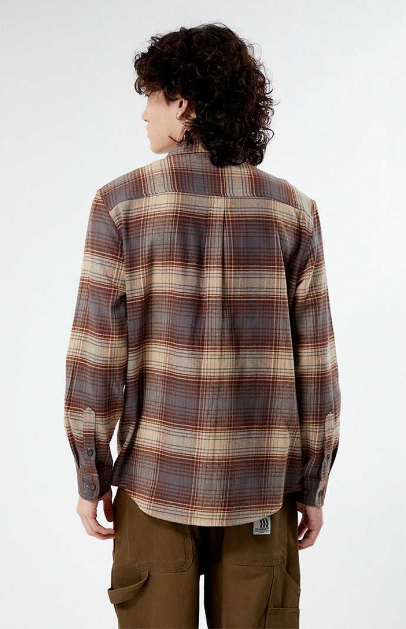 Camisas PacSun Plaid Classic Hombre Marrones Negras | VRSHG7028