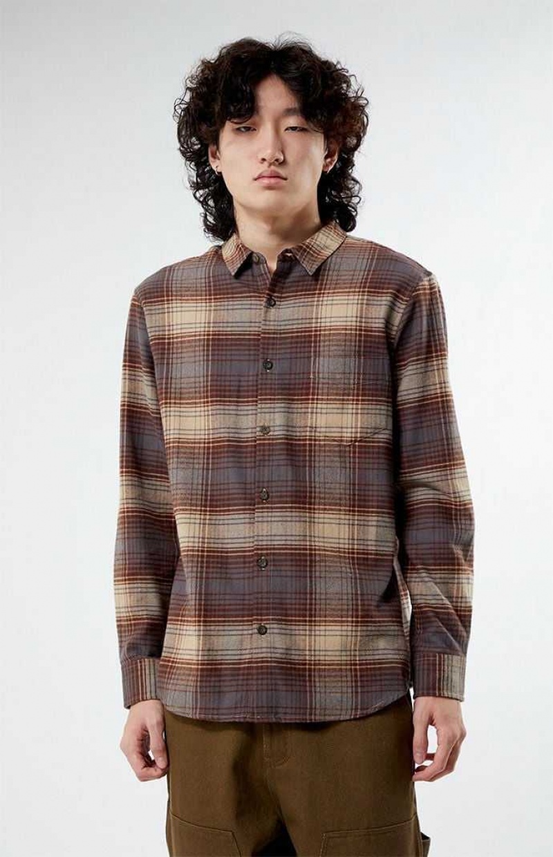 Camisas PacSun Plaid Classic Hombre Marrones Negras | VRSHG7028