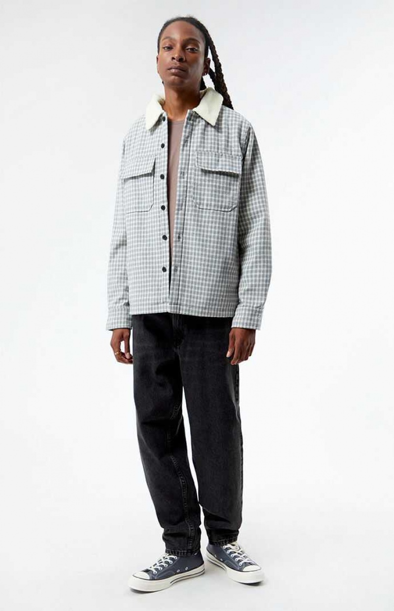 Camisas PacSun Plaid Sherpa Shacket Hombre Gris | YWTMU6407