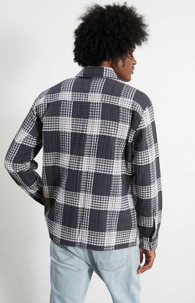 Camisas PacSun Plaid Waffle Hombre Negras | HCTIE3685