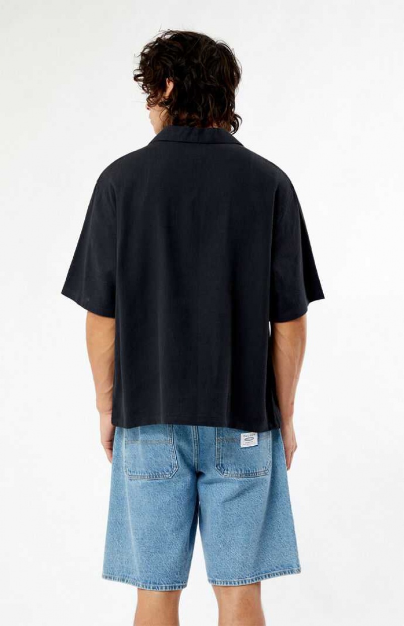 Camisas PacSun Provincial Oversized Embroidered Camp Hombre Negras | UAXBT8291