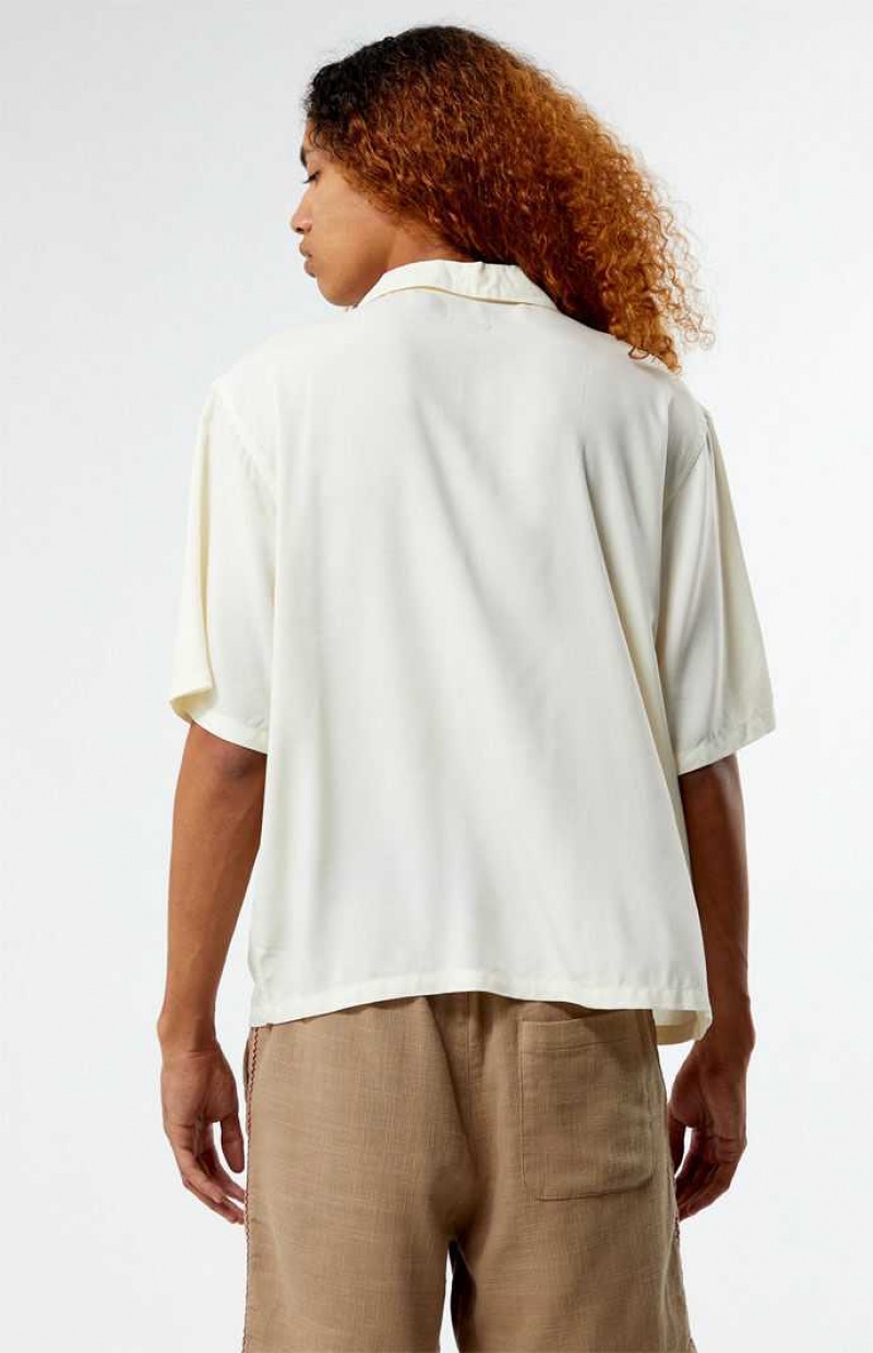 Camisas PacSun Recycled Solid White Camp Hombre Creme | WUGQF9275