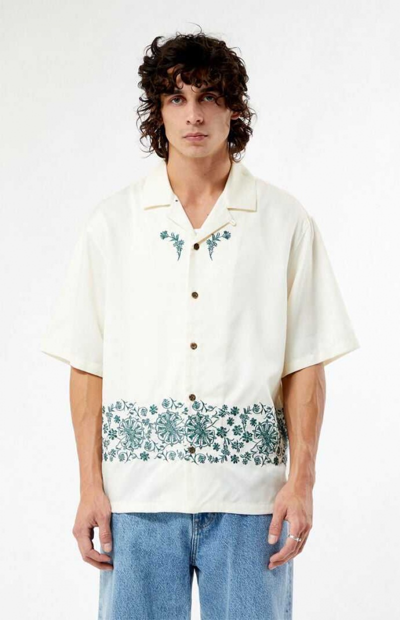 Camisas PacSun Remi Oversized Camp Hombre Creme | ORGLN9841