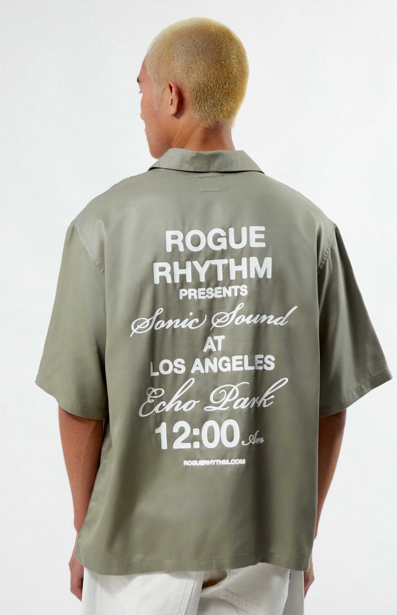 Camisas PacSun Rogue Oversized Embroidered Camp Hombre Gris | DJTKV0961