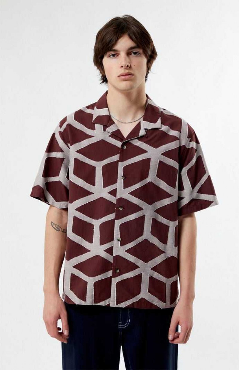 Camisas PacSun Roman Oversized Camp Hombre Burdeos | ZOKIA4325