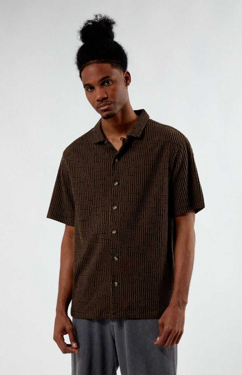 Camisas PacSun Santiago Brown Camp Hombre Marrones | UVQEB3762