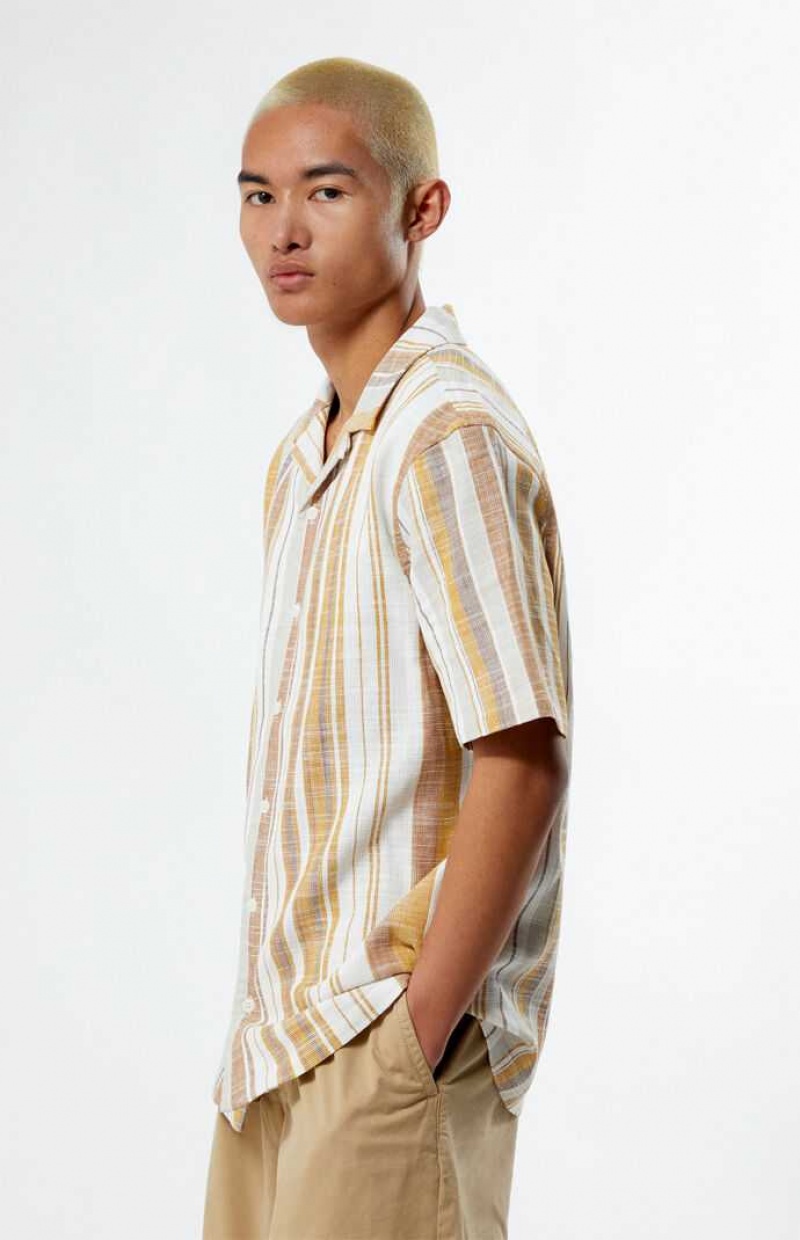 Camisas PacSun Tan A Rayas Camp Hombre Multicolor | ZXSRI0437