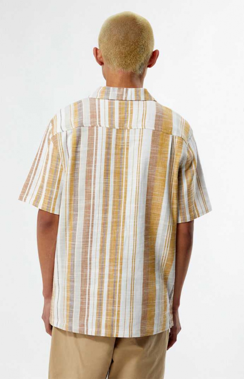 Camisas PacSun Tan A Rayas Camp Hombre Multicolor | ZXSRI0437