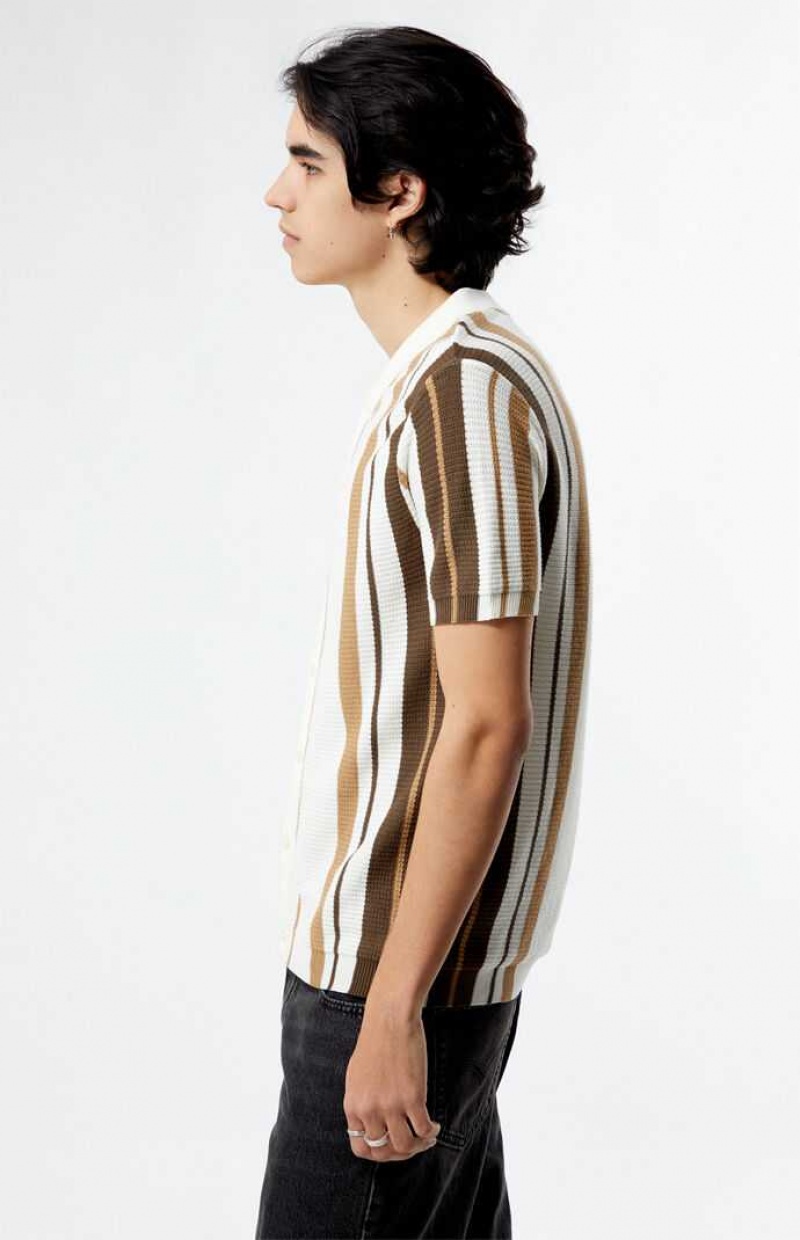 Camisas PacSun Tan Button Down Polo Hombre Creme Marrones | WXSDE2503