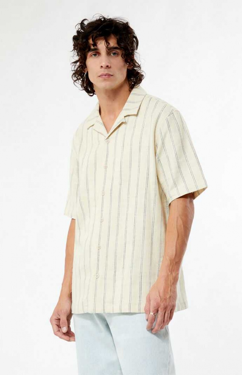 Camisas PacSun Terry Woven A Rayas Camp Hombre Marrones | FKCVS6952