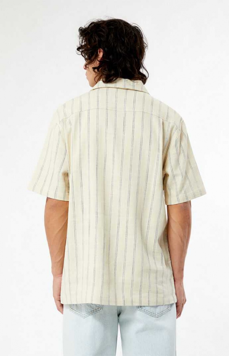 Camisas PacSun Terry Woven A Rayas Camp Hombre Marrones | FKCVS6952