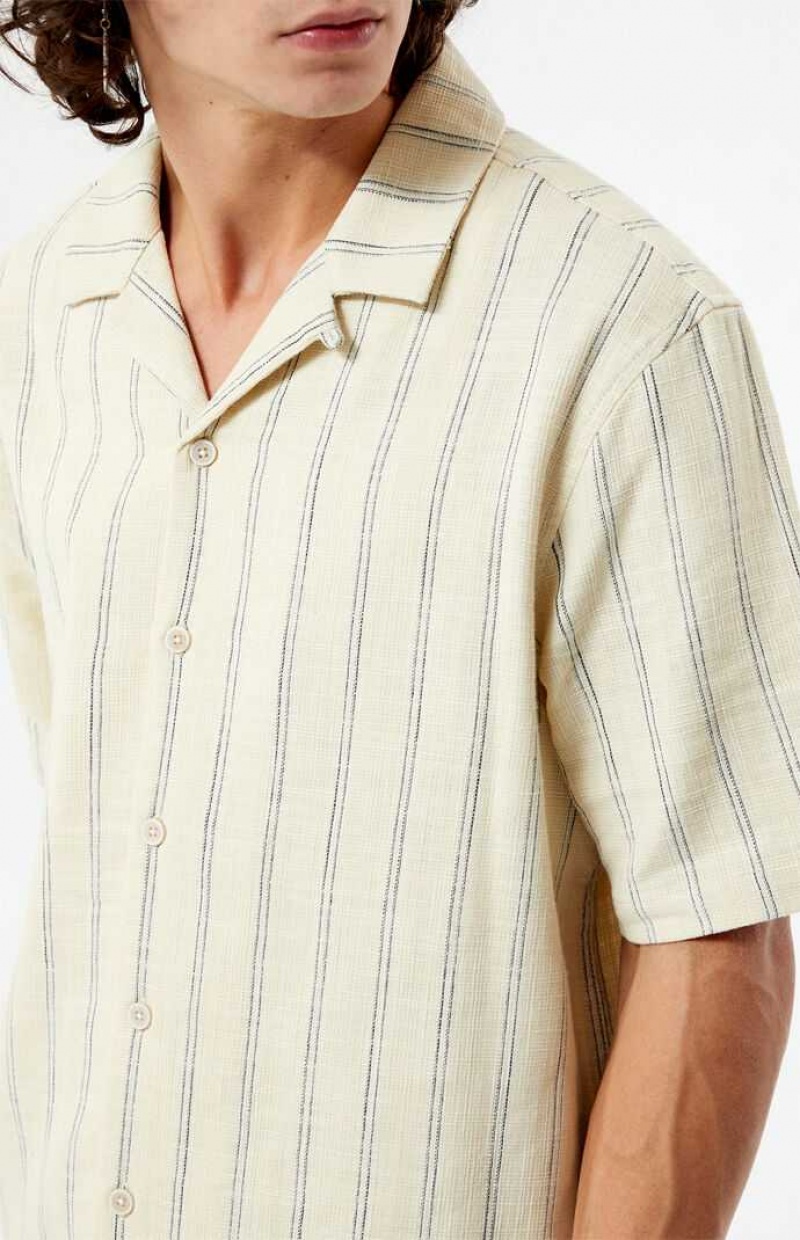 Camisas PacSun Terry Woven A Rayas Camp Hombre Marrones | FKCVS6952